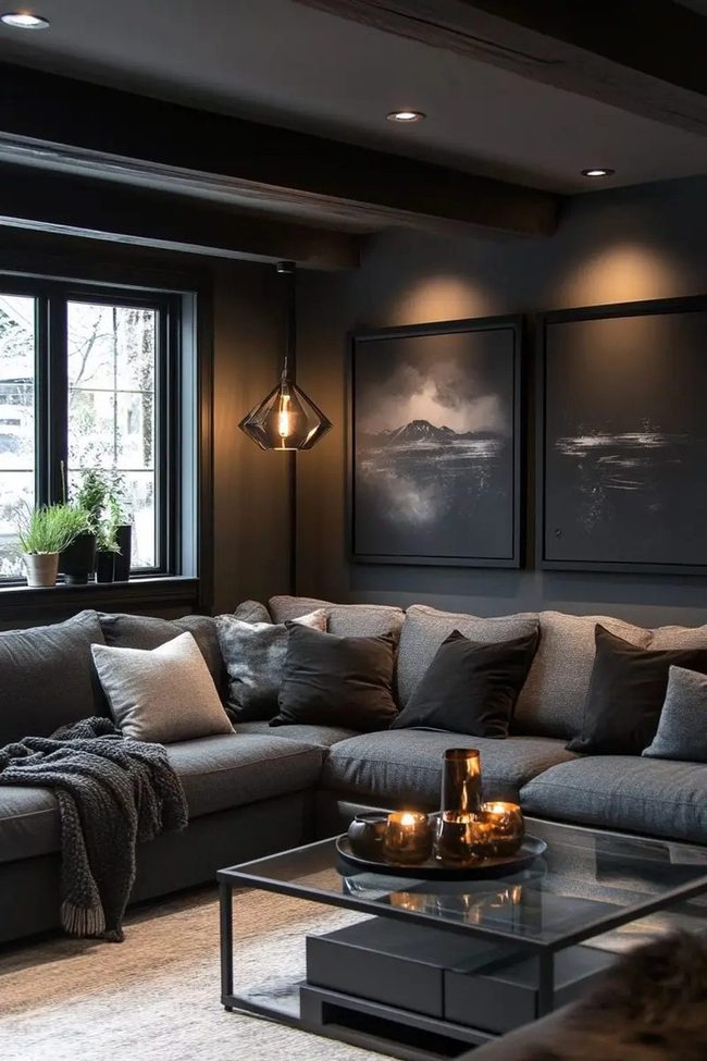 Dark Grey Sofa Modern Contrast