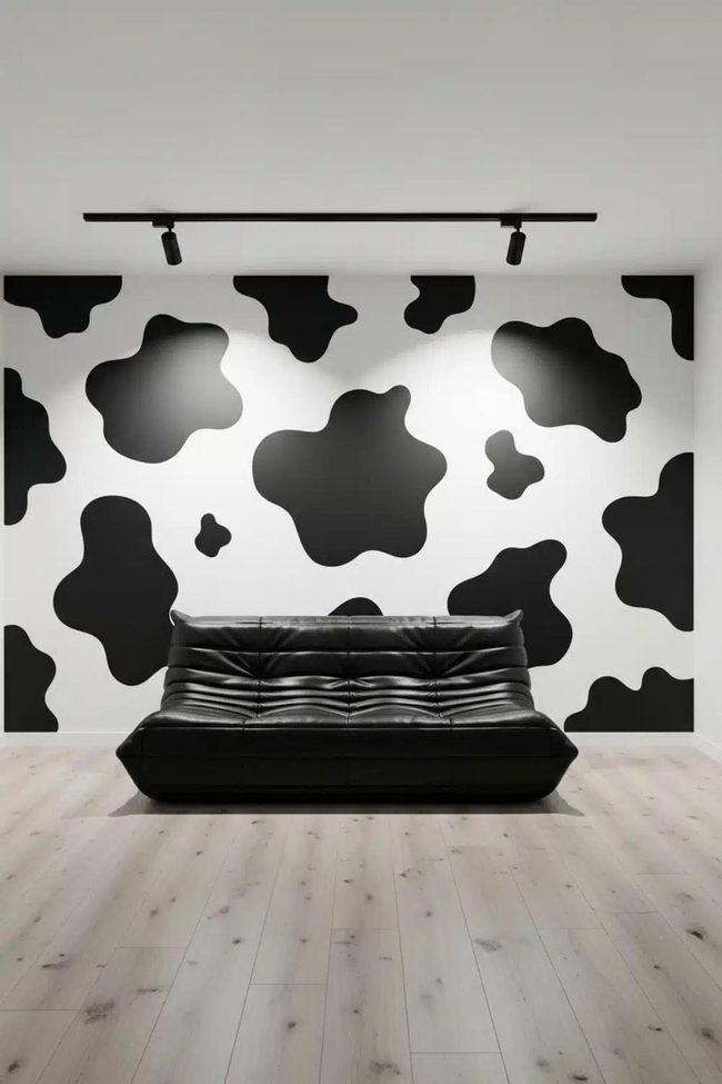 Black Cow Print Wall Mural