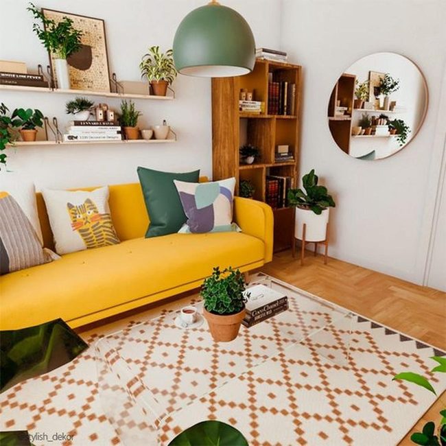 Yellow Couches Garden Living Room