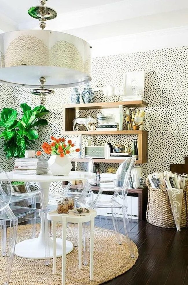 Orange Florals Brighten Modern White Space
