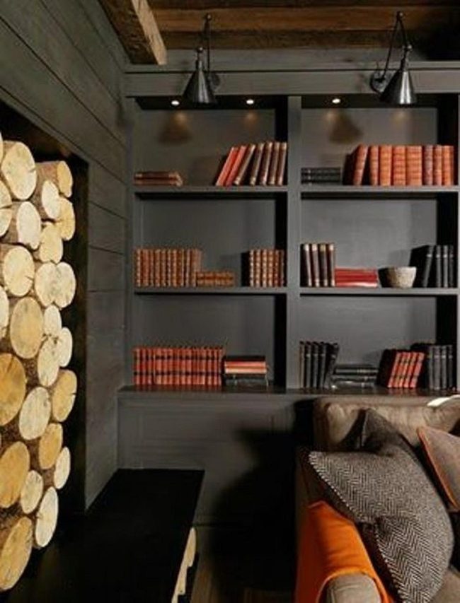 Mahogany Shelves Meet Firewood Stack