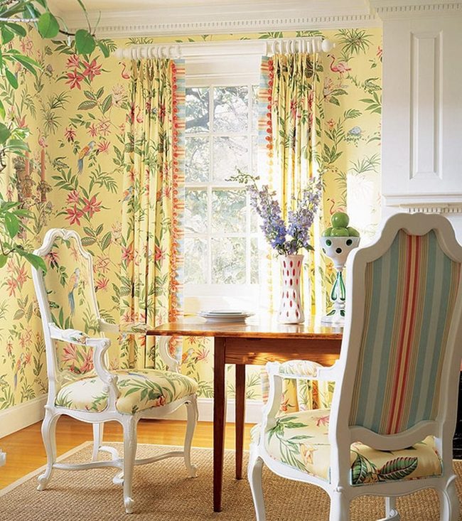 Sunny Yellow Floral Dining Room