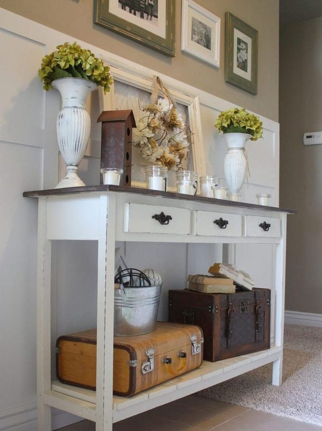 Stacked Leather Suitcases Storage