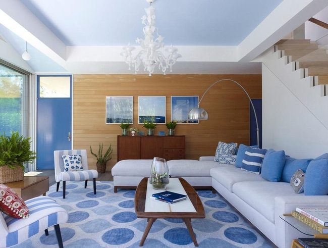 Blue And White Modern Living Room