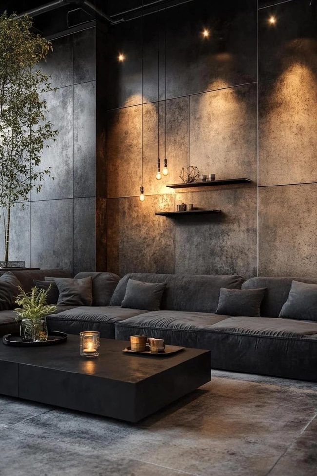 Black Grey Geometric Contemporary Room