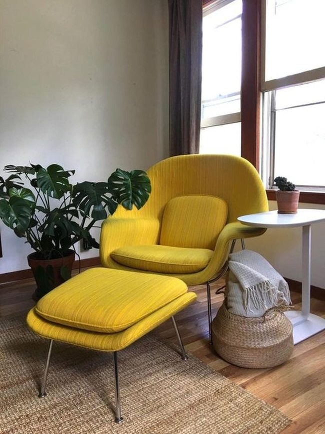 Yellow Chair Corner With Green Plants