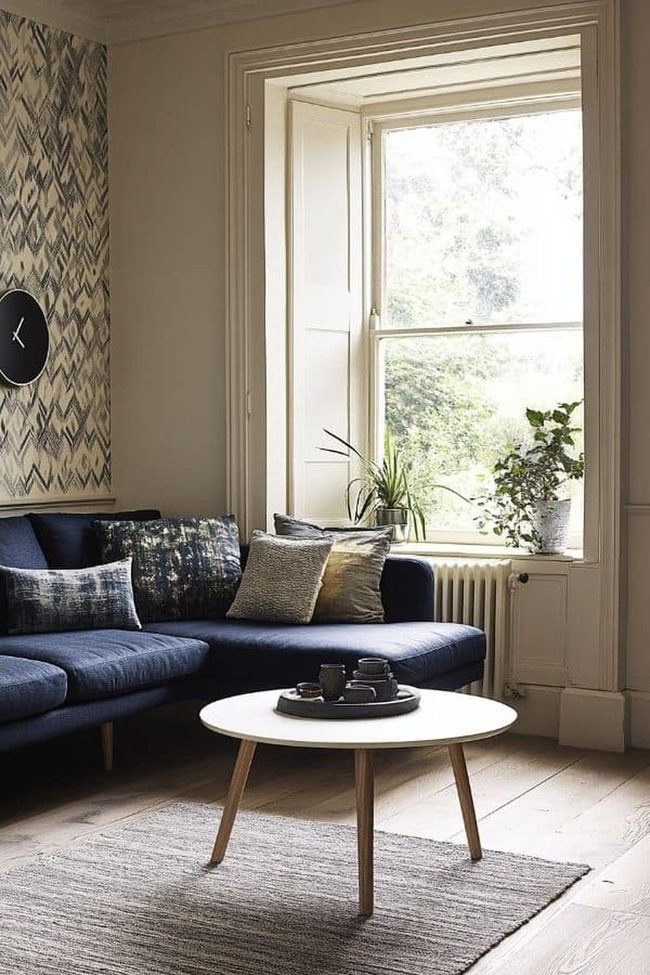 Deep Navy Sectional Contemporary Living