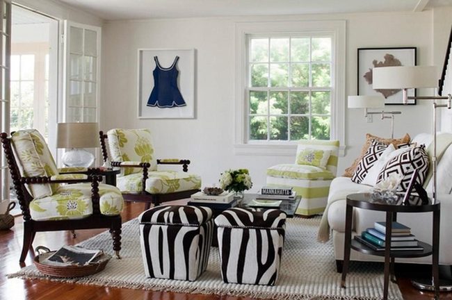 Green Florals Meet Modern Zebra