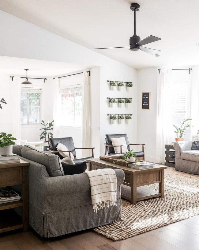 Dark Grey And Green Living Room Sanctuary
