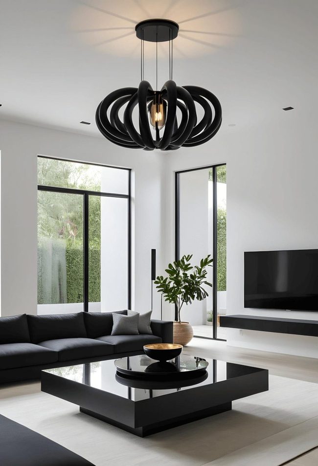 Black Statement Piece Anchors Space