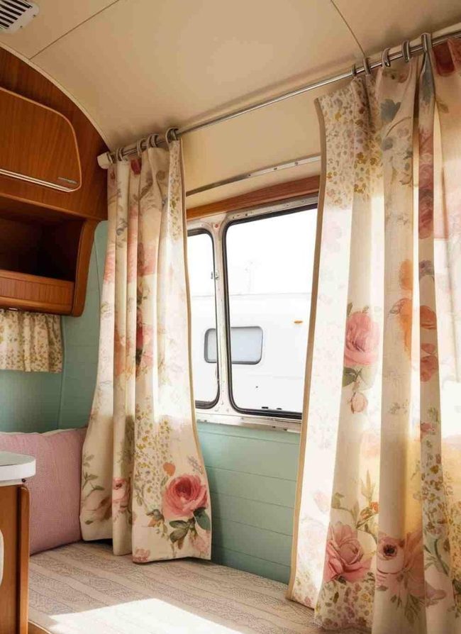 Faded Floral Camper Curtains