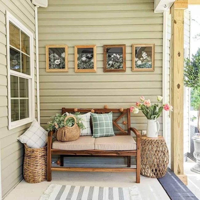 Floral Porch With Wicker Comfort