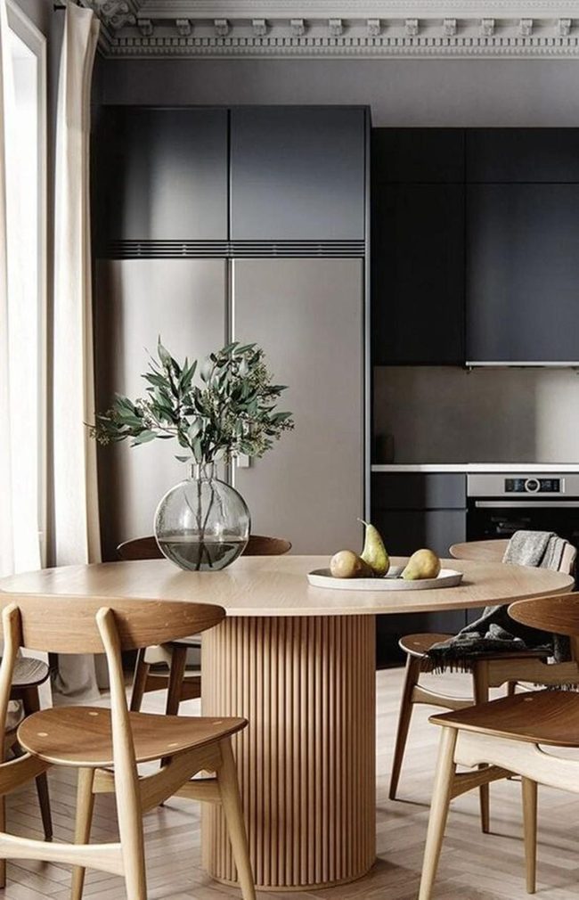 Warm Wood Meets Modern Black