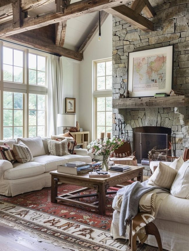 Stone Fireplace Anchor Sitting Area