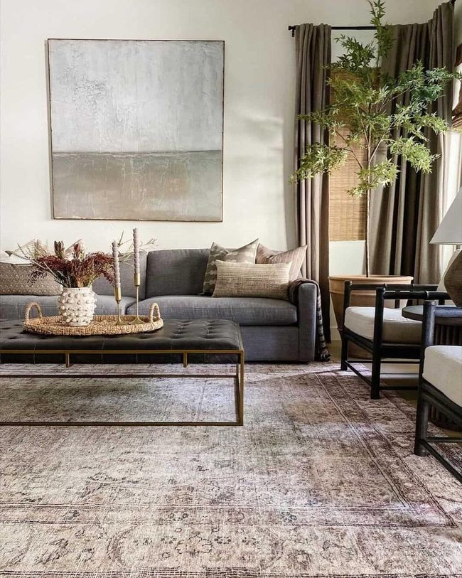 Dark Grey Couches With Earthy Cushions