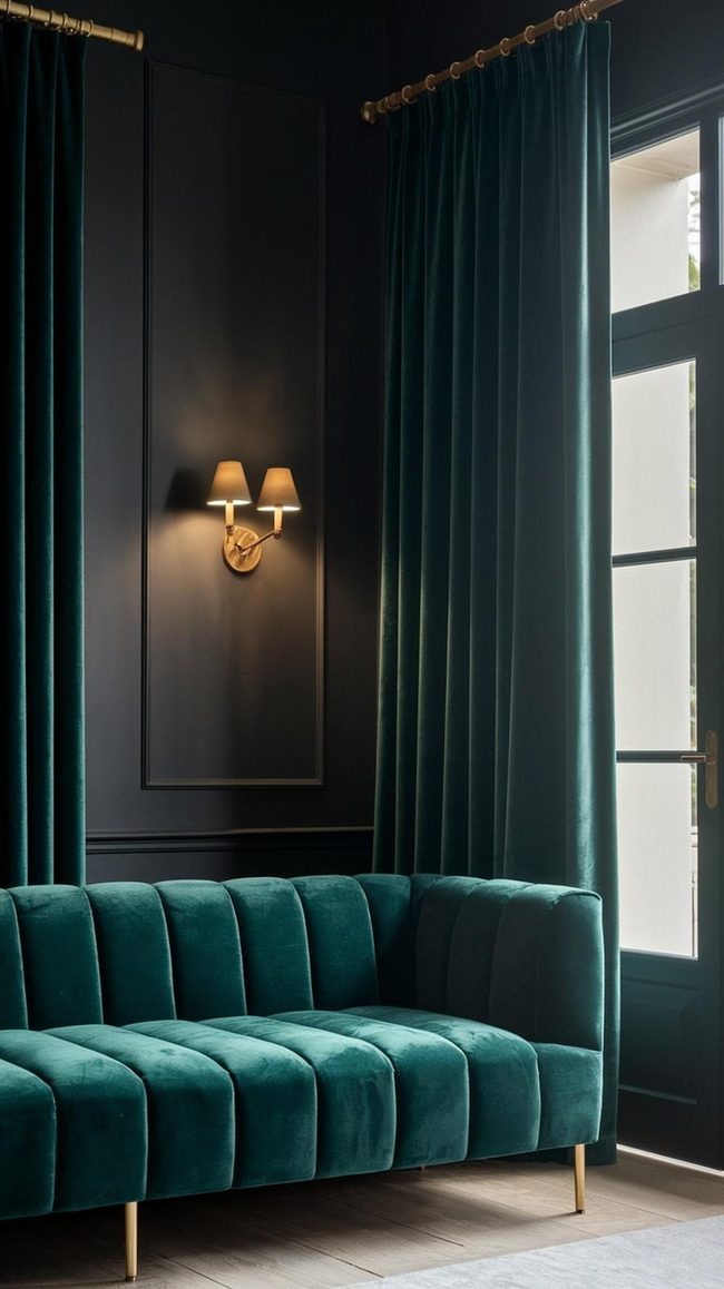 Charcoal Silk Drapes Floor To Ceiling