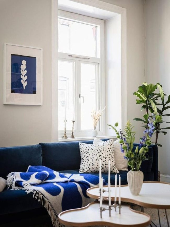Geometric Blanket Purple Flowers Living Room