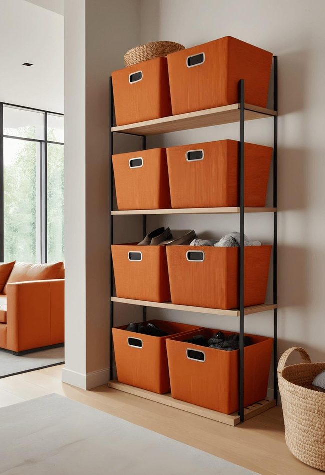 Burnt Orange Bins For Living Room
