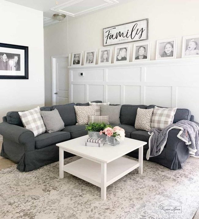 Gray Sectional With White Board Batten