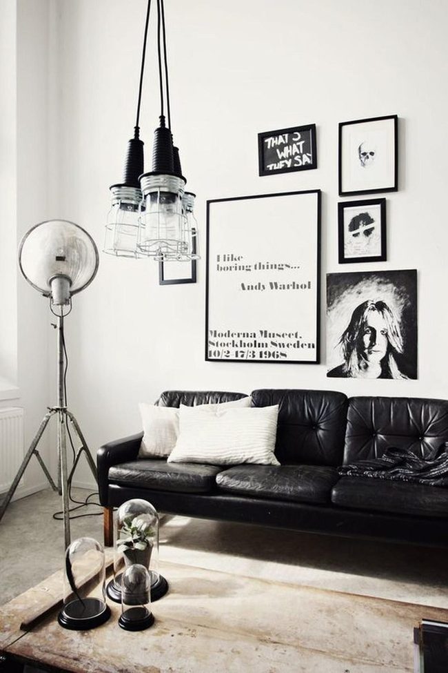 Black Leather Couch With Modern Minimalism