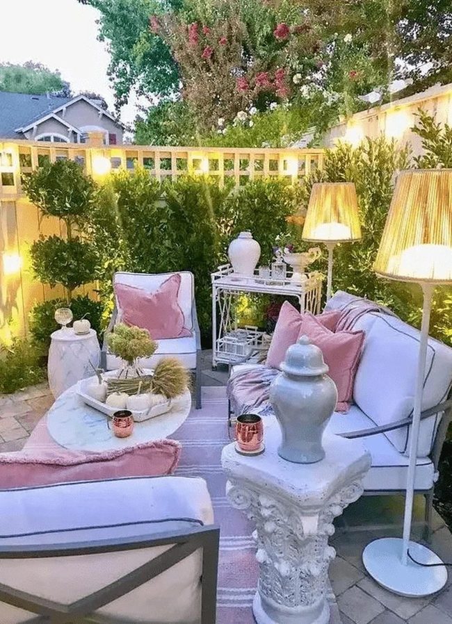 Pink Pillows And Garden Lights