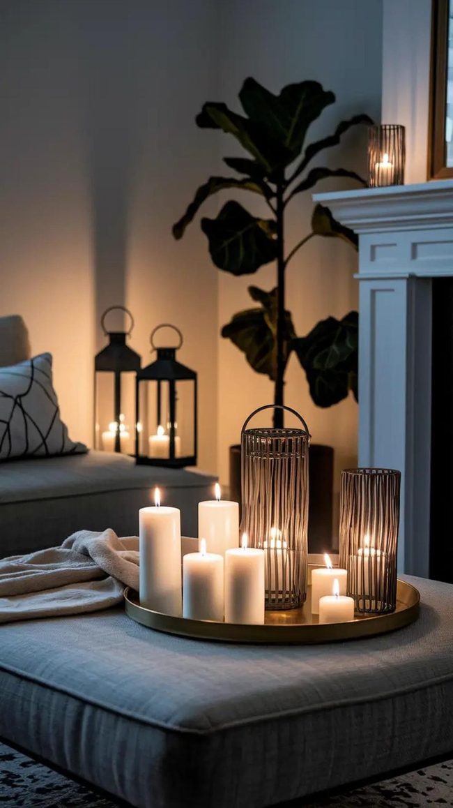 Layered Warm Candles Create Atmosphere