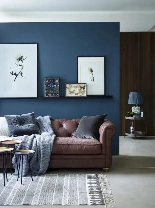 Navy Leather And Soft Blue Tones