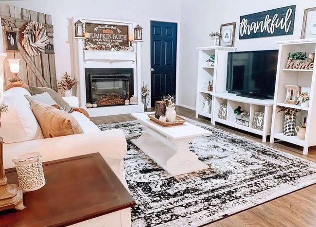 Ivory And Wood Living Room Balance