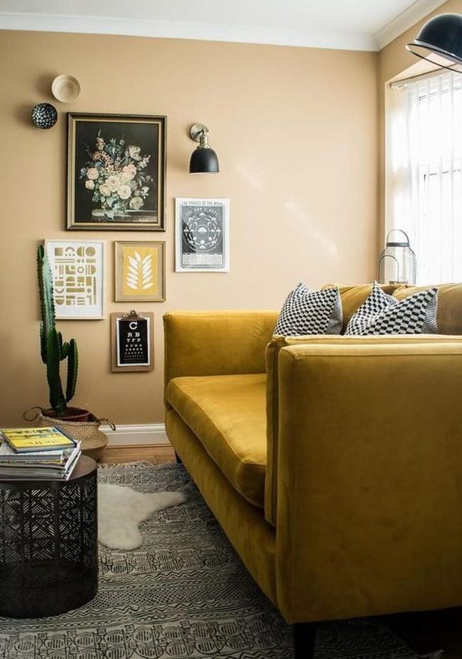 Yellow Couches Pop With Checkered Style