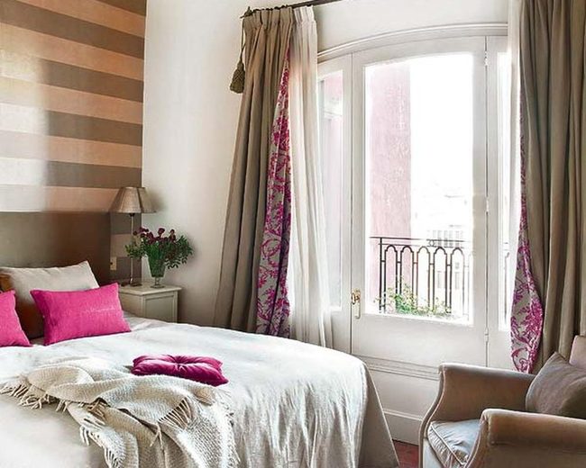 Brown Stripes Pink Accents Bedroom
