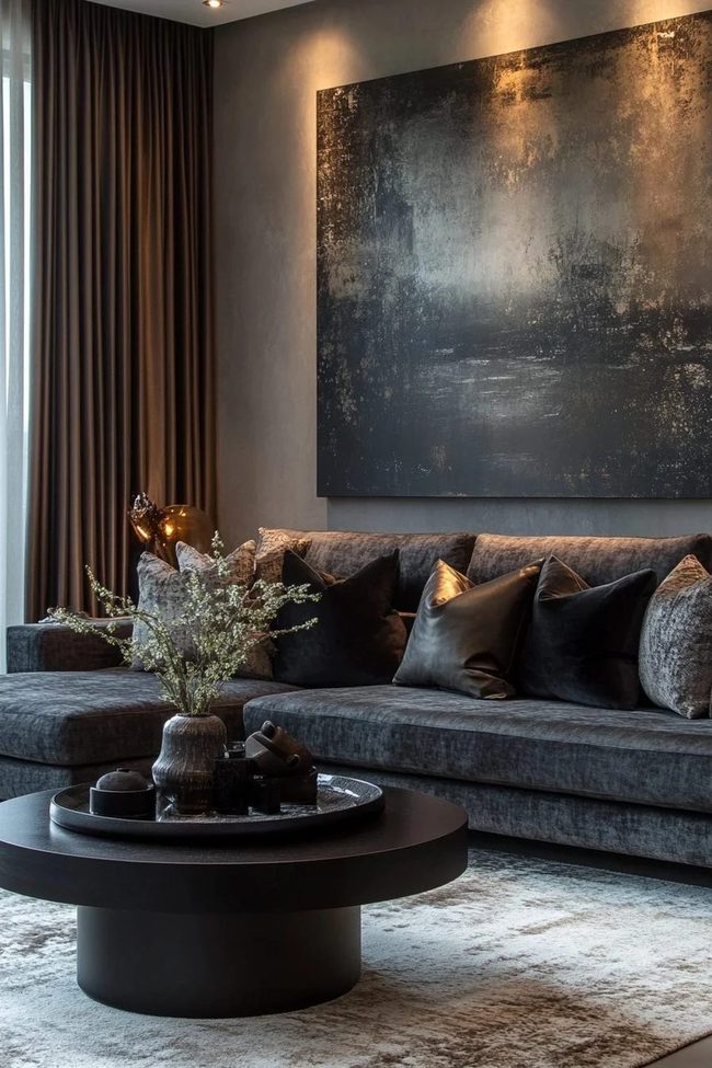 Dark Grey Sofa Modern Minimalism