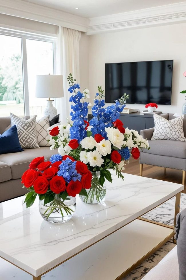 Red White Blue Floral Centerpiece