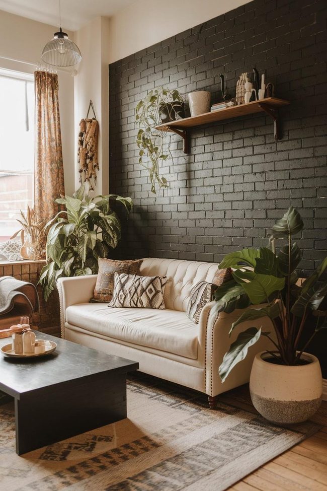 Cream Sofa Black Brick Statement