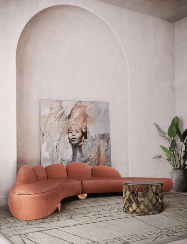 Curved Sofa Bathed In Natural Light