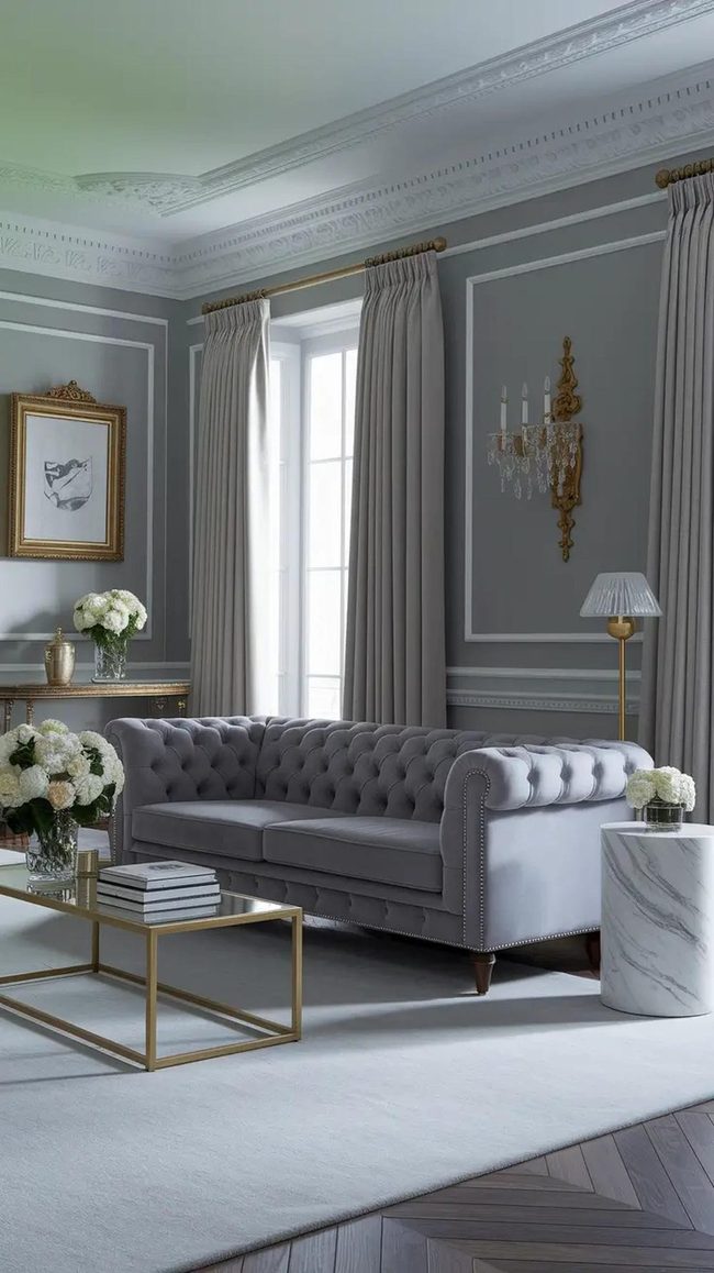 Grey Velvet Luxury Living Room
