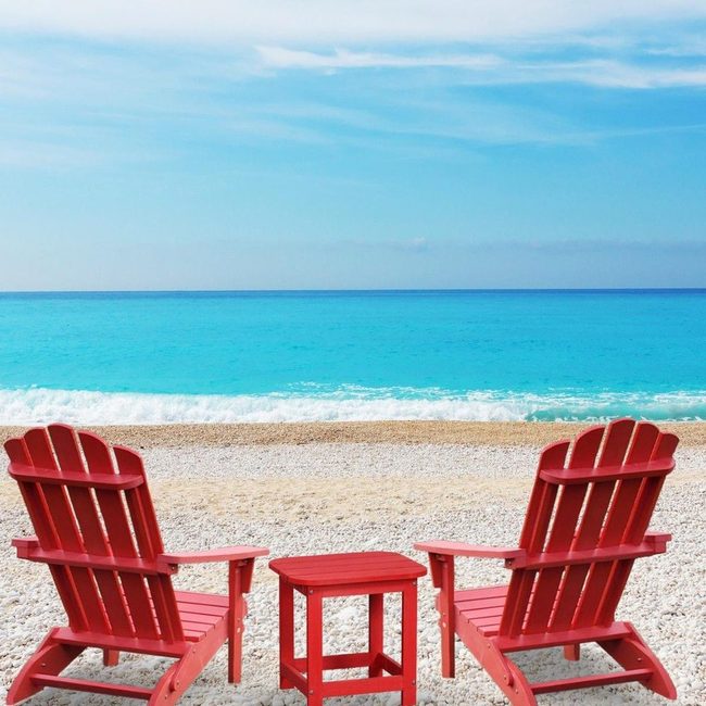 Red Chairs, Blue Ocean Views