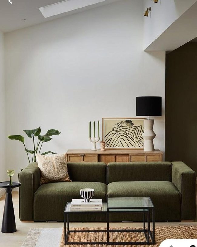Green Couches, Minimalist Spaces