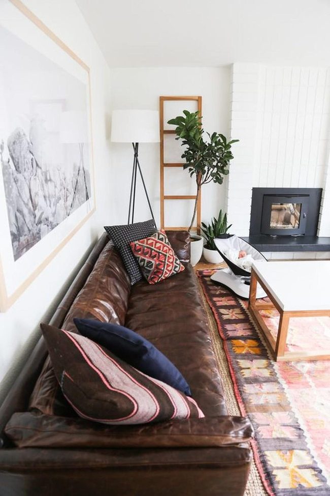 Brown Leather Anchors Modern Warmth