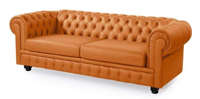 Hand-Stitched Leather Chesterfield Sofa