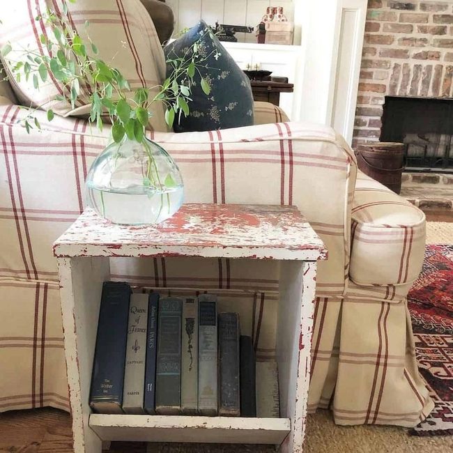 Weathered Paint Side Table Storyteller
