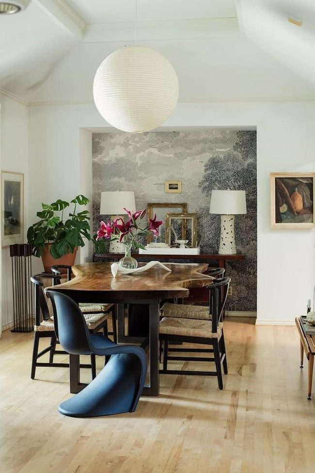 Blue Chairs Meet Wooden Table