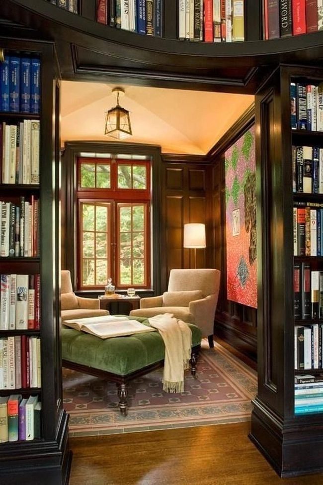 Dark Wood And Emerald Reading Room