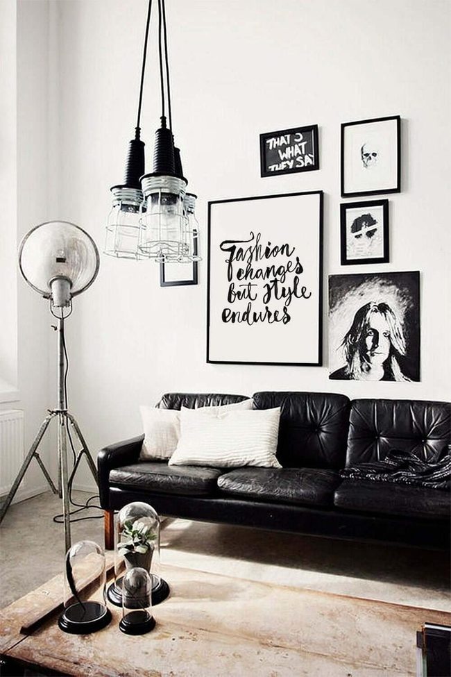 Black Couch White Contrast Sophistication
