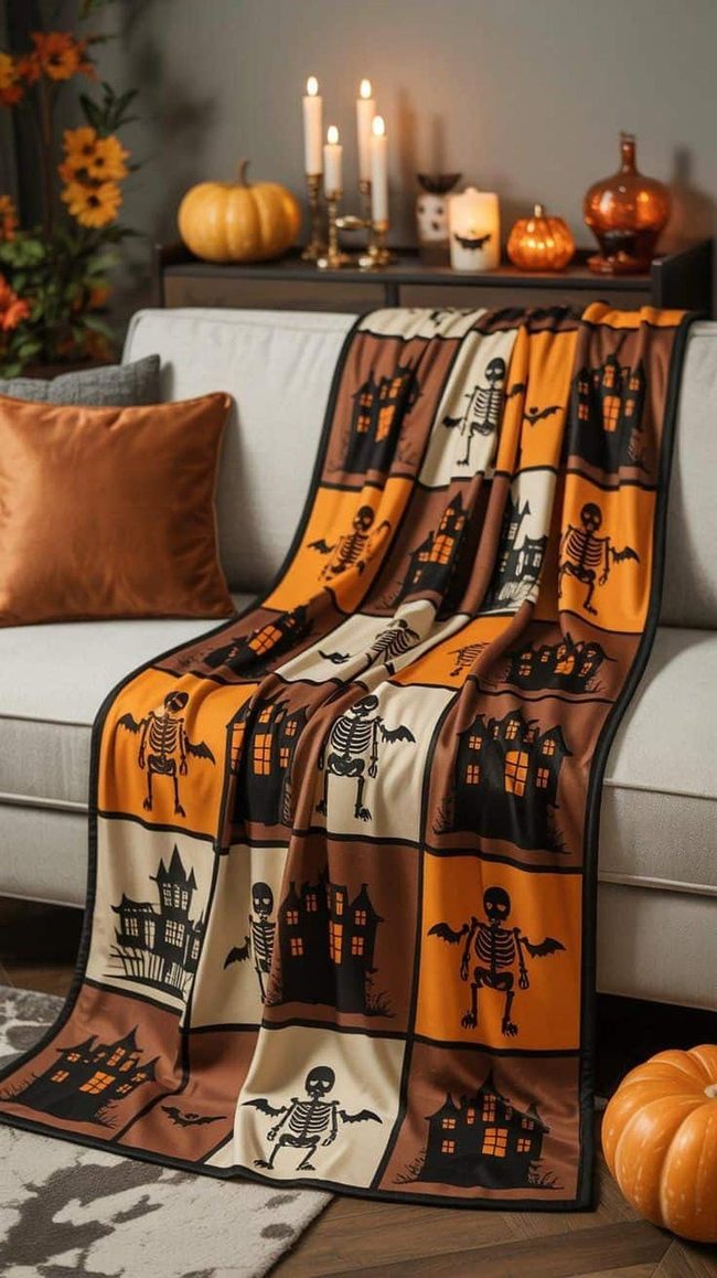 Black Cat Moons Knit Throw
