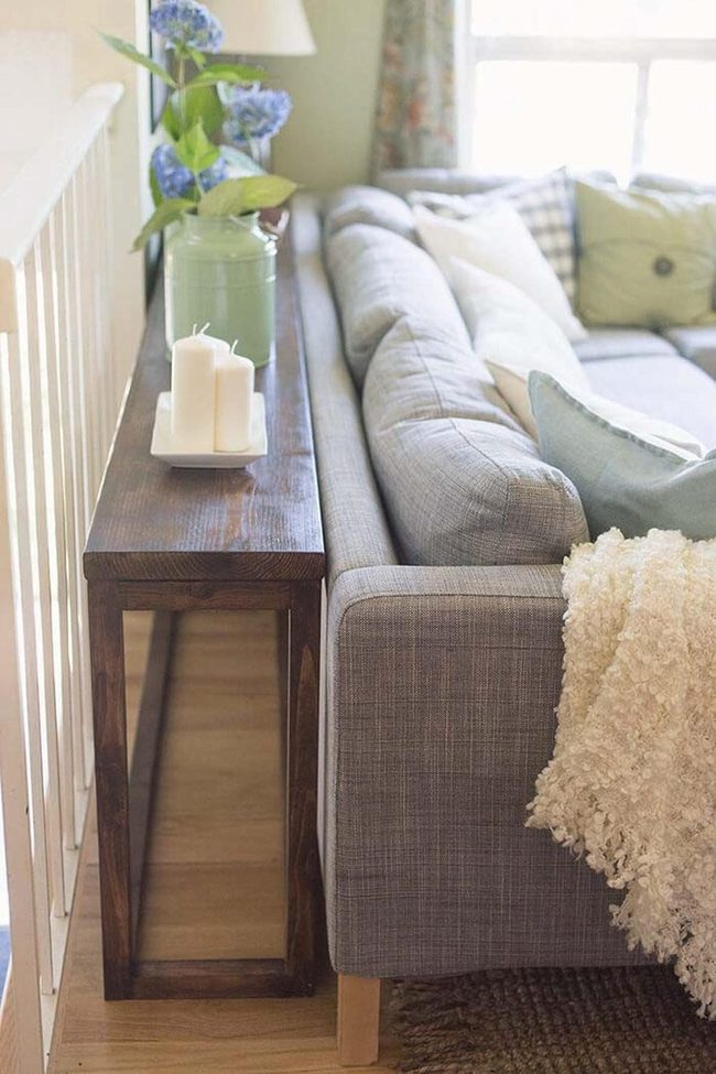 Narrow Sofa Table Transforms Living Room
