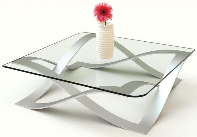 Red Flower On Glass And Silver