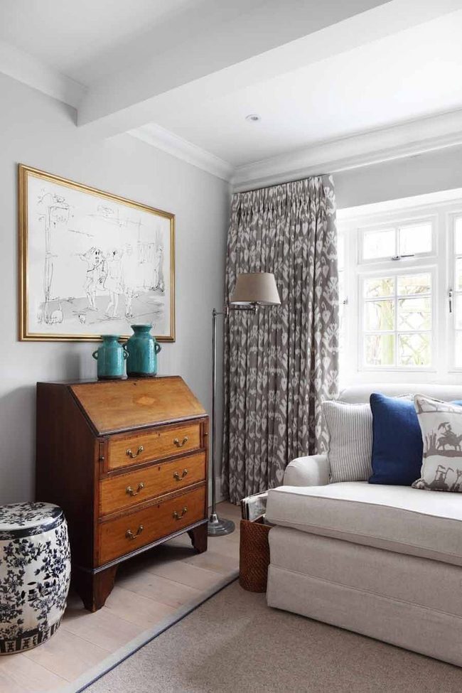 Silver Verga Drapes Frame Traditional Rooms