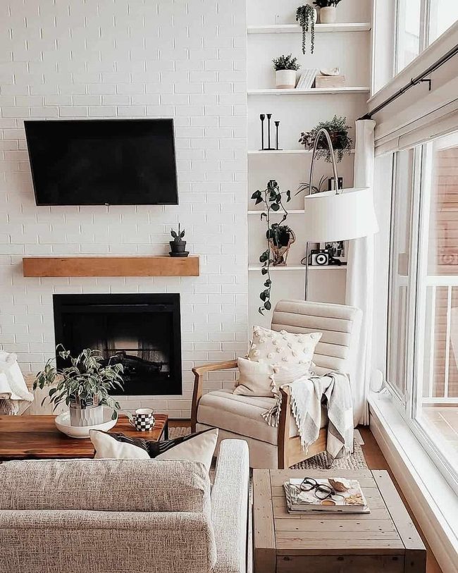 White Brick Fireplace Statement