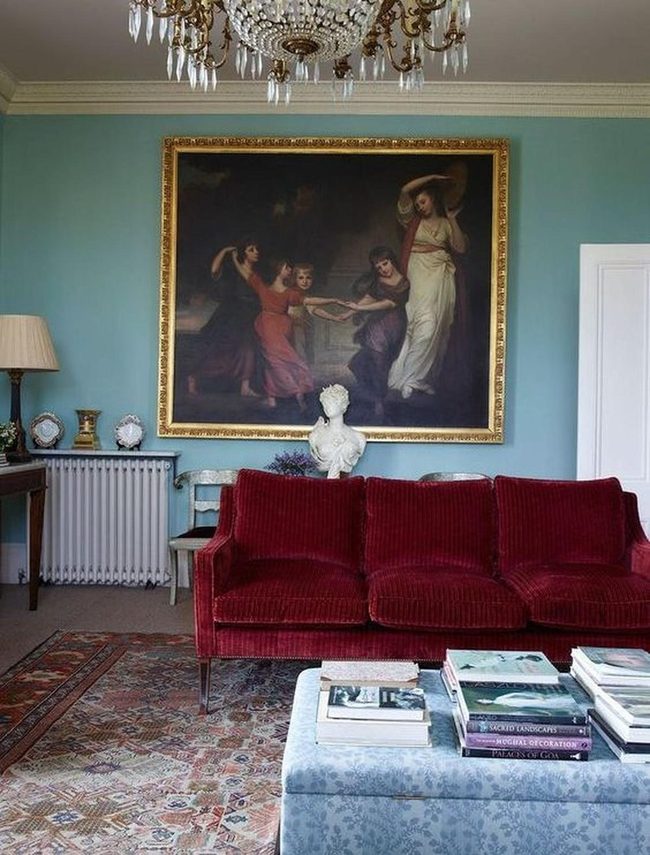 Teal Walls Meet Crimson Velvet