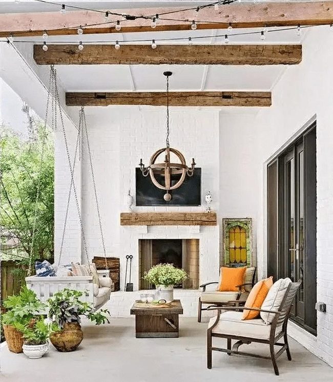 Round Chandelier Orange Outdoor Space